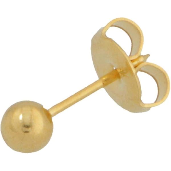 Orecchini A Perno Studex 3 Mm In Acciaio Chirurgico Placcato Oro, Primi Orecchini Sterili, Colore Oro