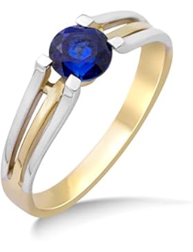 Miore Damen-Ring 9 Karat (375) Bicolor Saphir blau MH9068R