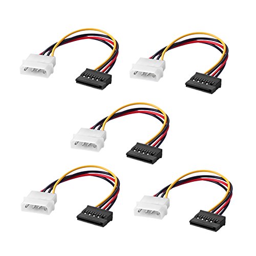 Preisvergleich Produktbild SIENOC S-ATA Stromkabel 1x 4pin Stecker an 15pin Buchse Molex SATA Strom Adapter, Länge: ca. 15cm (5Pcs)