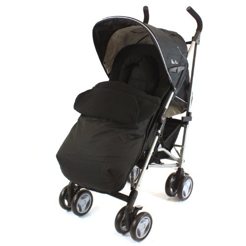 Silver Cross POP Footmuff - Liner & Head-support With Pouches Highly Padded (Black)
