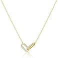 ChicAbode Gold Pendant Necklace for Women, Dainty Diamond Necklaces, Simple 14K Gold Plated Paperclip Choker Necklaces, Cute Minimalist Open Oval Necklaces, Trendy Jewelry, for Women and Girls Gifts