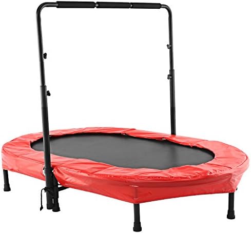 Egotrade Mini Trampoline with Adjustable Handle for Two Kids, Outdoor Parent-Child Trampoline (Red)