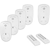 CulturesIn Wireless Remote Control Sockets Smart Power UK Plug AC Outlet Adapter Set for Lamps,Lights,Home Appliances and Power Strips(2 Remote Control+5 Sockets)