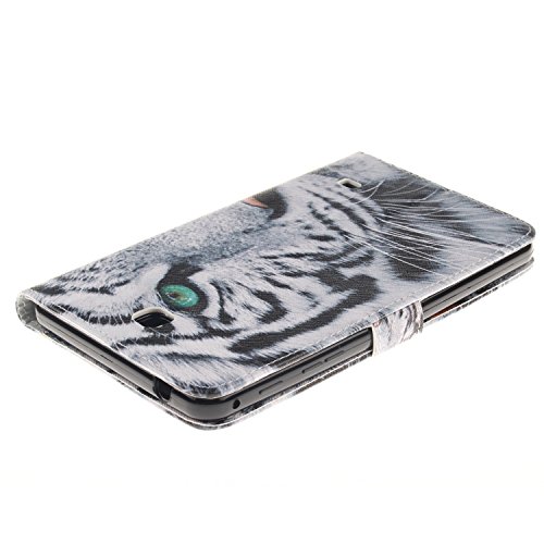 Cozy Hut Schutzhülle für Samsung Galaxy Tab 4 7.0 Zoll SM-T230 Hülle Cartoon Tiger Muster Flip Cover Case Book Soft PU Leder Bunt Painted Tasche Scratch Resistance Ledertasche Etui Rückseite Backcover mit Stand Function Magnetverschluss für Samsung Galaxy Tab 4 7.0 Zoll SM-T230 – White Tiger - 4