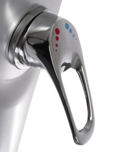 Solardusche 35 Liter mit Wasserhahn und Gartenschlauchanschluss, eckiger Duschkopf, schwarz/silber - 5