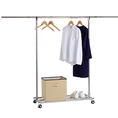 Lifewit Garderobenständer mit Rollen, Ausziehbar Kleiderstange Kleiderständer, Stabile Rollgarderobe Standgarderobe, Wäschetrockner Standtrockner, Edelstahl