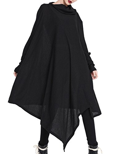 ELLAZHU Femme Automne&Hiver Col Roulé Lâche Frange Irréguilère Pull-Over Robe GY1468