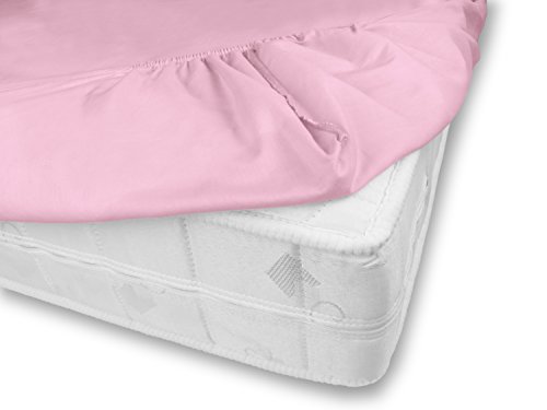 Gewebtes Eck-Spannbettlaken in 11 frischen Pastell-Farben und in 4 verschiedenen Größen erhältlich, 100% Baumwolle, 180 x 200 cm, rosa - 5