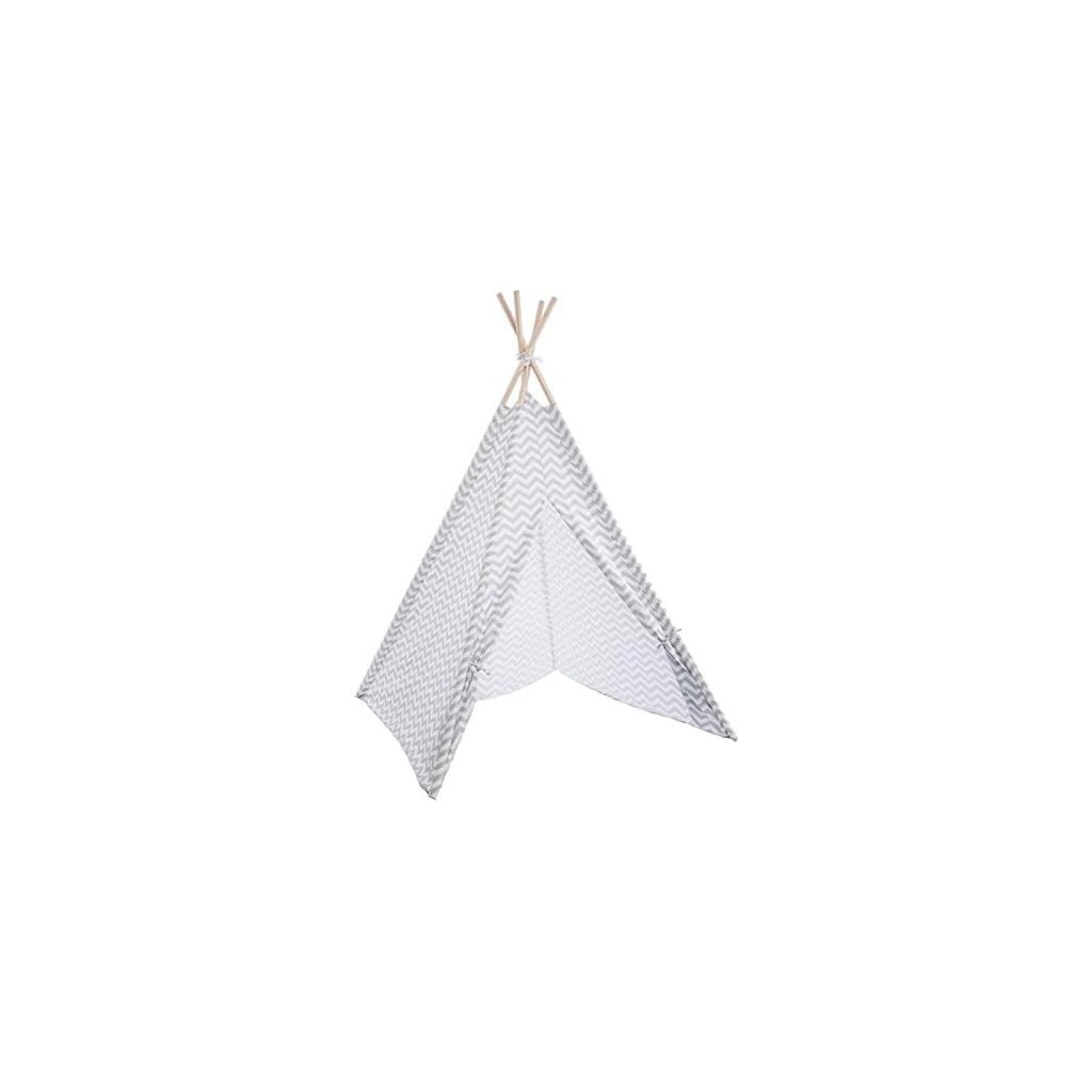 Atmosphera Tipi 120 X 120 X 160 Cm Bois Polyester Blanc Gris
