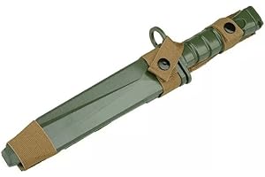 Saigo Defense Accessoire Airsoft/Couteau factice d'entrainement M10 OD avec étui de Transport/Lame en Plastique Souple/Cosplay, Airsoft, activités de Plein air/Matière : Polymère Durable