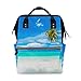 Produktbild Große Kapazität Windeltasche Mumienrucksack für Babypflege, Malediven Island Beach Plam Tree Stilvoll multifunktionaler wasserdichter Reise-Rucksack, stilvoll für Mama und Papa