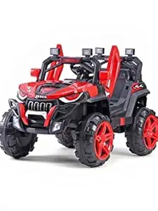 Wrixty Sports Jeep | 12V Rechargeable Jeep| Battery Operated Ride on Jeep to Drive for 1-6 Years Kids| Boys| Girls| Children with Music| Light and Remote Control System - Red