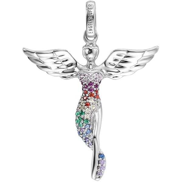 Collana Con Ciondolo Ali D'Angelo In Argento 925 Con Zirconi - Goldene Hufeisen - Fatto A Mano