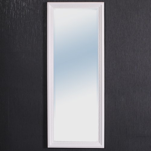 WANDSPIEGEL BAROCK 180x70cm SPIEGEL Pur-Weiß Argento HOLZRAHMEN UND FACETTE - 2