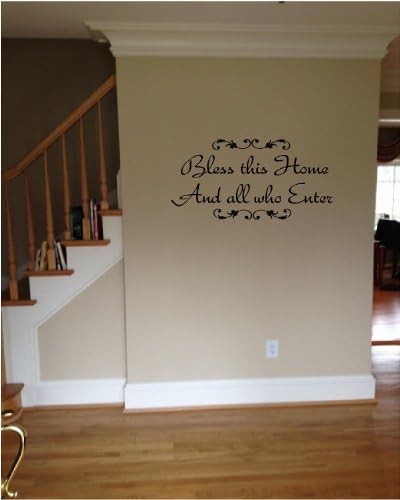 Quote It! - Bless This Home and All Who Enter Fancy Religious Vinyl Wall Decals Quotes, Welcome Wall Quote Decals by Quote It