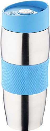 Bergner Vacuum Travel Mug in Stainless Steel and Plastic 380 ml Available in Different Colours light blue