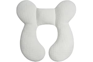 Blublu Park Baby-Kopfstützkissen für Neugeborene (verbessert), weiche Baumwolle, Baby-Reisekissen für Autositze und Kinderwagen für Babys, Weiß