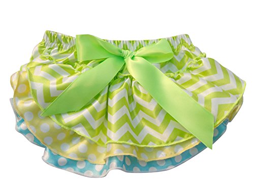 Pinkyee Little Baby Girl'S Satin Ruffle Bowknot Bloomers Green