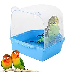 kathson Parrot Bath Box Bird Cage Accessory Supplies Bathing Tub Bath for Pet Brids Canary Budgies Parrot (Random Color)