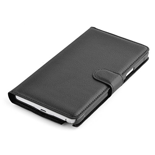 Cadorabo – Book Style Hülle für Samsung Galaxy NOTE 4 – Case Cover Schutzhülle Etui Tasche mit Standfunktion und Kartenfach in PHANTOM-SCHWARZ - 6