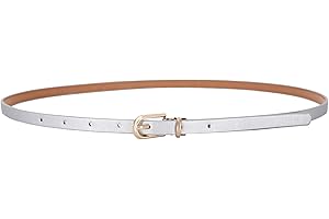 LECTNORE Donna Skinny Cintura in pelle Cintura in vita regolabile da donna con fibbia in metallo per abiti