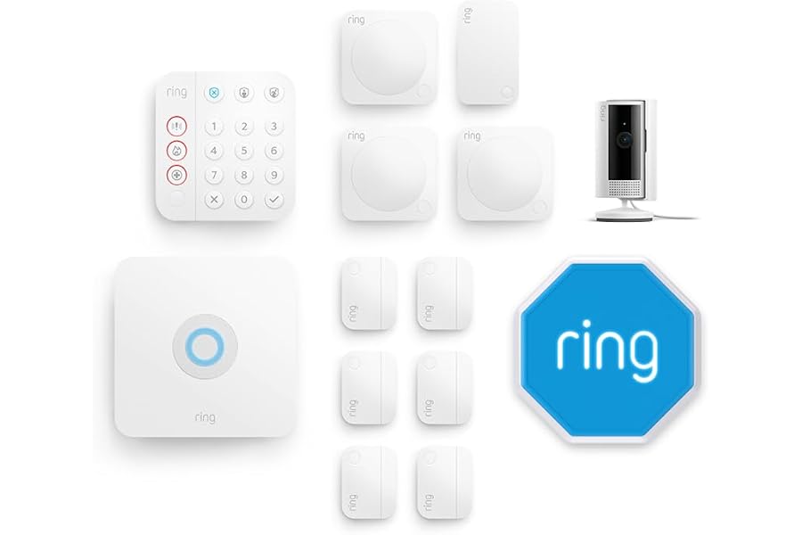 Ring Alarm - XL + Innenkamera (Indoor Camera, 2. Gen.) + Sirene im Paket | Alarmanlage für Haus & Wohnung mit WLAN & Kam