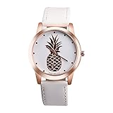 Suitray Damen Uhren,Mode Ananas Design Frauen Armbanduhr Analoge Quarzuhr Beiläufig Uhr Geschenk,Runde Zifferblattgehäuse Lederband Uhren