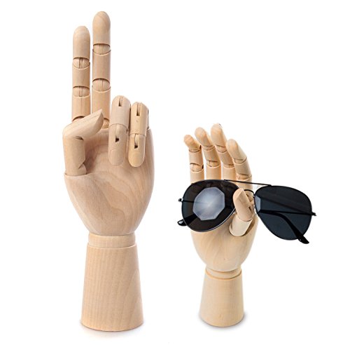 Scoolr Wooden Articulated Left/Right Hand Men Women Wooden Hand Manikin for Art Drawing Figure Manikin Model 7" /18CM (Left hand)