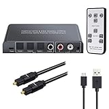 Der Digital-Analog-Audio-Wandler wandelt digitale Koaxial- oder Toslink-Audiosignale in analoges L / R-Audio um und kann an ein externes Gerät angeschlossen werden. Entweder für die Heim- oder die professionelle Audioumschaltung konzipiert.