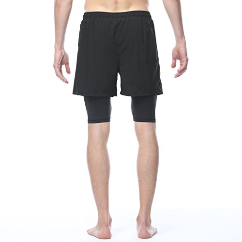 2-FITNESS Herren Laufhose kurz, 2 in 1 hose, 2 Farben, Gr. M bis XXL - 3