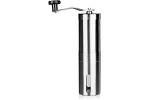 BANSHAN Manual Coffee Grinder, Whole Bean Conical Burr Mill, Brushed Stainless Steel(1 pcs)