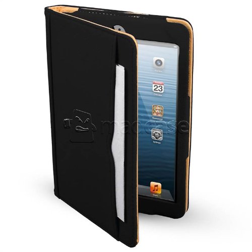 Apple iPad mini Madcase Ledertasche Tasche Etui Cover Case mit Dokument Hülse und Auto Schlaf – Wach Funktion premium Leder – schwarz - 4
