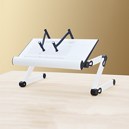 ERRU - Laptop-Tisch Aluminiumlegierung Notizbuch-Standplatz-Ausgangs-Bett-Tabellen-faule Schreibtisch-faltbare Computer-Schreibtisch-Laptop-Tabellen (3 Farben) Notebook-Computertische ( farbe : White(with Fan) )