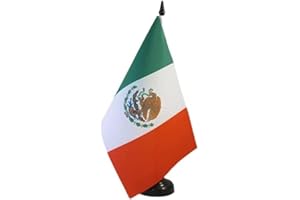 AZ FLAG - Drapeau De Table Mexique 21x14 cm - Petit Drapeau Mexicain De Bureau 100% Polyester Avec Hampe De 25cm Et Socle En Plastique Noir