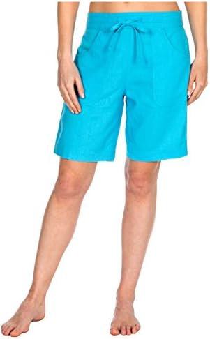 Metzuyan Ladies Linen Blend Shorts - Summer Hot Pants Turquoise Size 16
