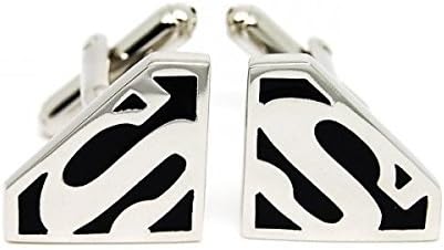 Silver Colour Superman Cufflinks In Handmade Velvet Presentation Pouch