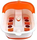 Hojo Foot Spa Footbath and Roller Massager for Pain Relieve and Feet Care (White and Orange)