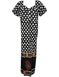 Indiatrendzs Women Nighty Polka Printed Cotton Black Nightwear Chest 44