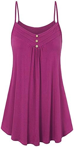 Closhion Women's Camisole Tops, Sleeveless Holidays Clothes for Woman for Leggings with Buttons Vest Hot Pink Large