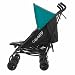 Obaby Apollo Black/Grey Twin Stroller and Black Footmuffs (Turquoise)