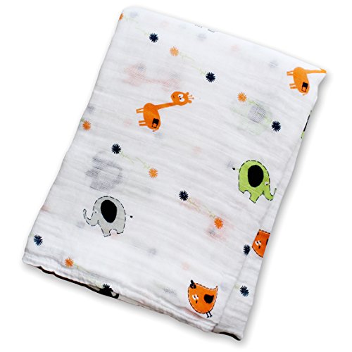 Lulujo Cotton Muslin Wrap (Animals)