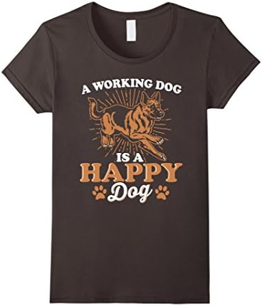 Women's A WORKING DOG IS A HAPPY DOG German Shepard T-Shirt Large Asphalt