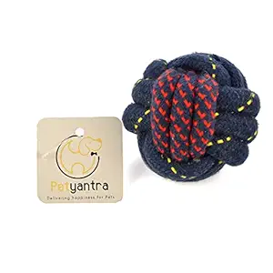 Petyantra Dog Rope Small Ball Toy Biting Teething Durable Cotton Chewable Fetch Chew Training Playing Thrower Toy for Dogs and Cats (Pack of 1)
