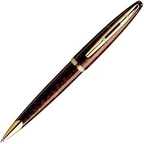 Stylo Roller Waterman Carene Laque Ambre Iridée - Finition Platine Or 18 Carats, D'occasion