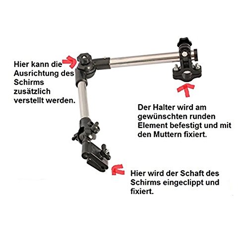 Schirmhalter verstellbare Regenschirm Halterung für Fahrrad / Rollstuhl / Kinderwagen / Angeln / Golf Trolley für RUNDE Elemente, SWAMPLAND - 2