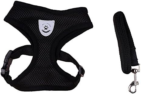 ADOGO Soft Mesh Checkered Frills Dog Puppy Pet Harness Adjustable with dog lead(Black Small)