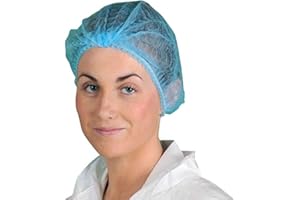 100x Omnitex Premium Blue Mob Caps - Non Woven Hygiene Hair Nets Covers, Disposable Clip Caps with Double Elastic (1x Pack of 100)