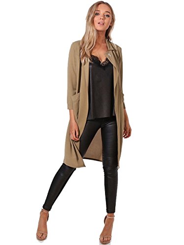 Donnagelia largo Mujeres Cárdigan Drapeado de Manga Larga Chaqueta Con Frente Abierto Rebecas per Primavera Otoño