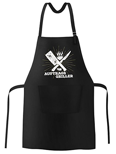 coole Moonworks® Herren Grillschürze Auftragsgriller Küchenschürze Barbecue-Schürze Fun-Schürze schwarz unisize - 2