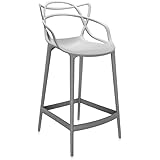 Kartell Masters Stool Sgabello, Tecnopolimero termoplastico Riciclato con Carica Minerale e Trattamento Soft-Touch, Grigio, H
